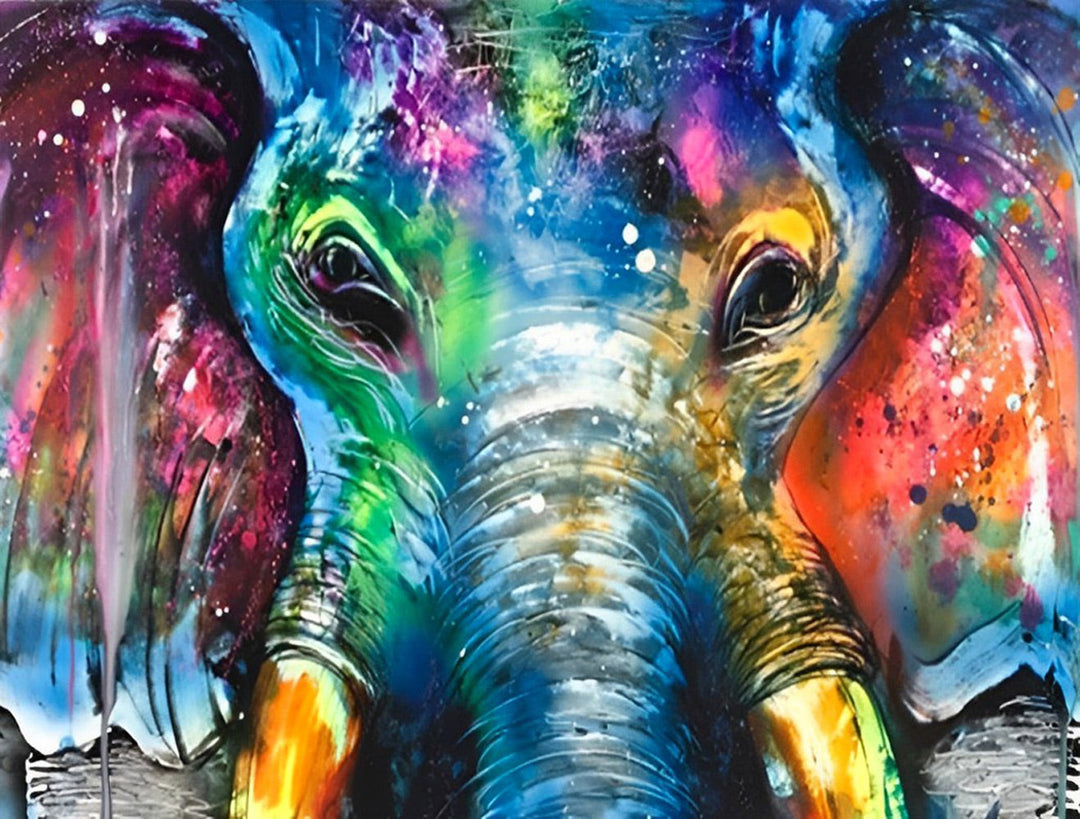 Een Kleurrijk Olifantenhoofd Diamond Painting