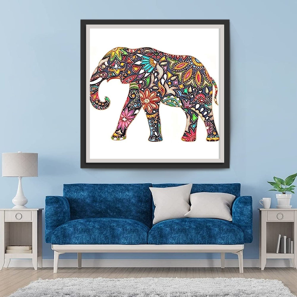 Een Kleurrijk Versierde Olifant Diamond Painting