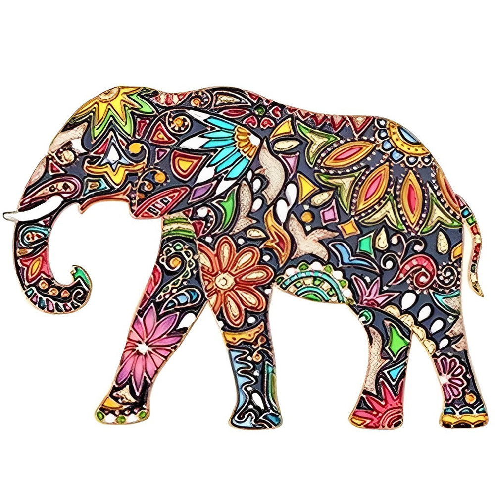 Een Kleurrijk Versierde Olifant Diamond Painting