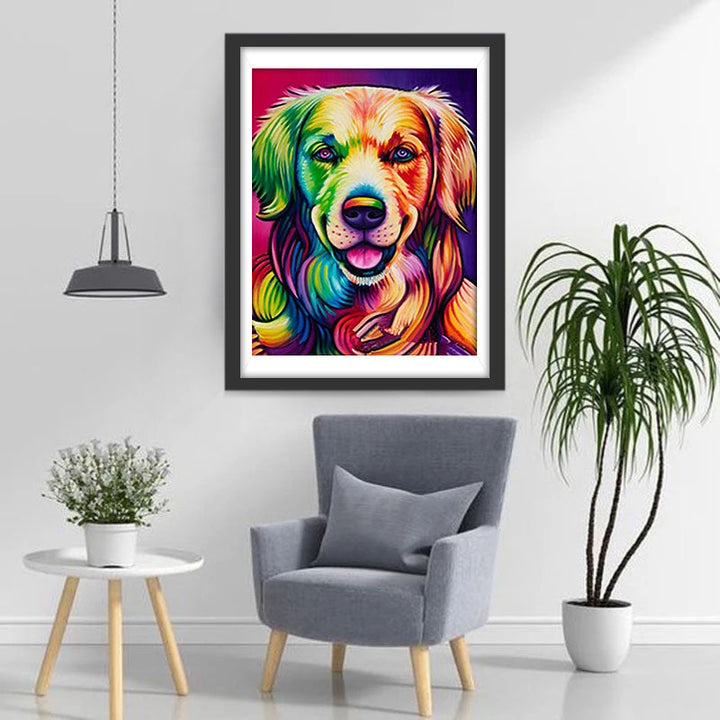 Een Kleurrijke Golden Retriever Diamond Painting