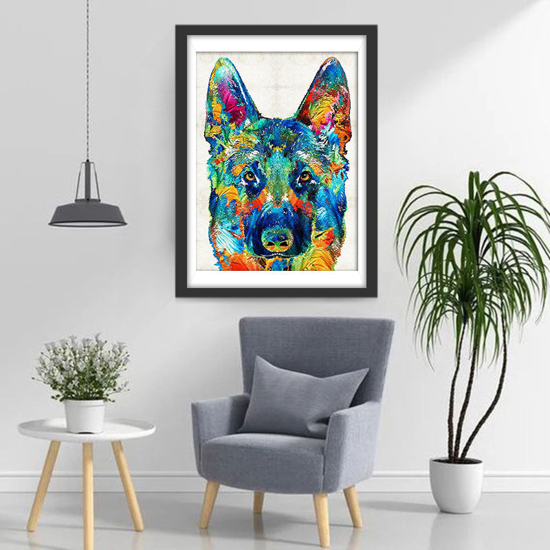 Een Kleurrijke Hondenkop Diamond Painting