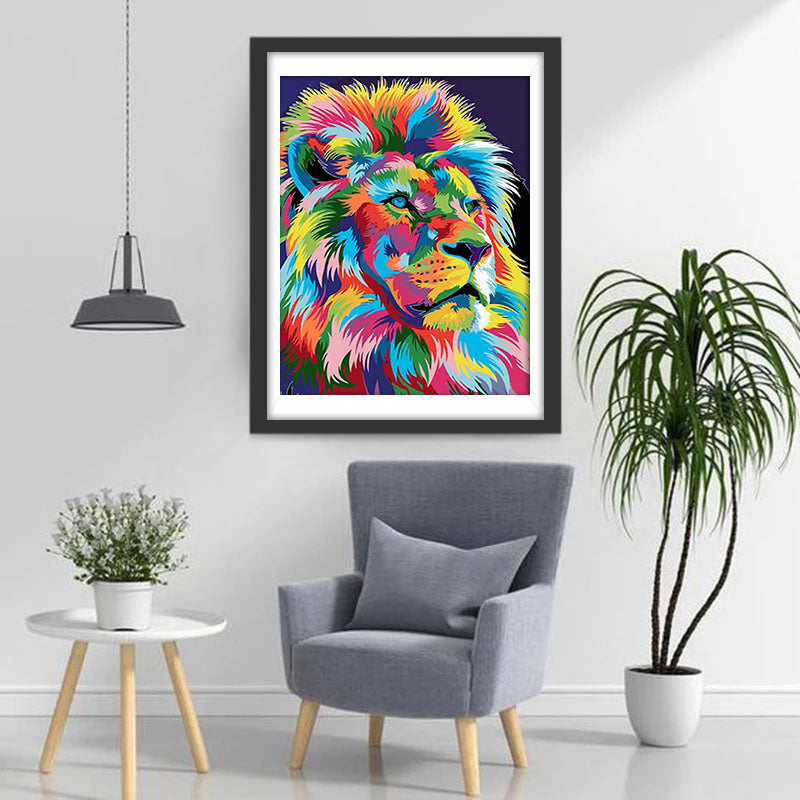 Een Kleurrijke Leeuw Diamond Painting