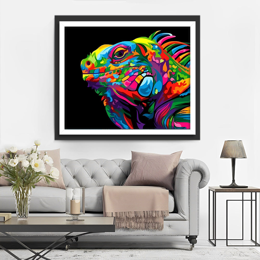 Een Kleurrijke Leguaan Diamond Painting