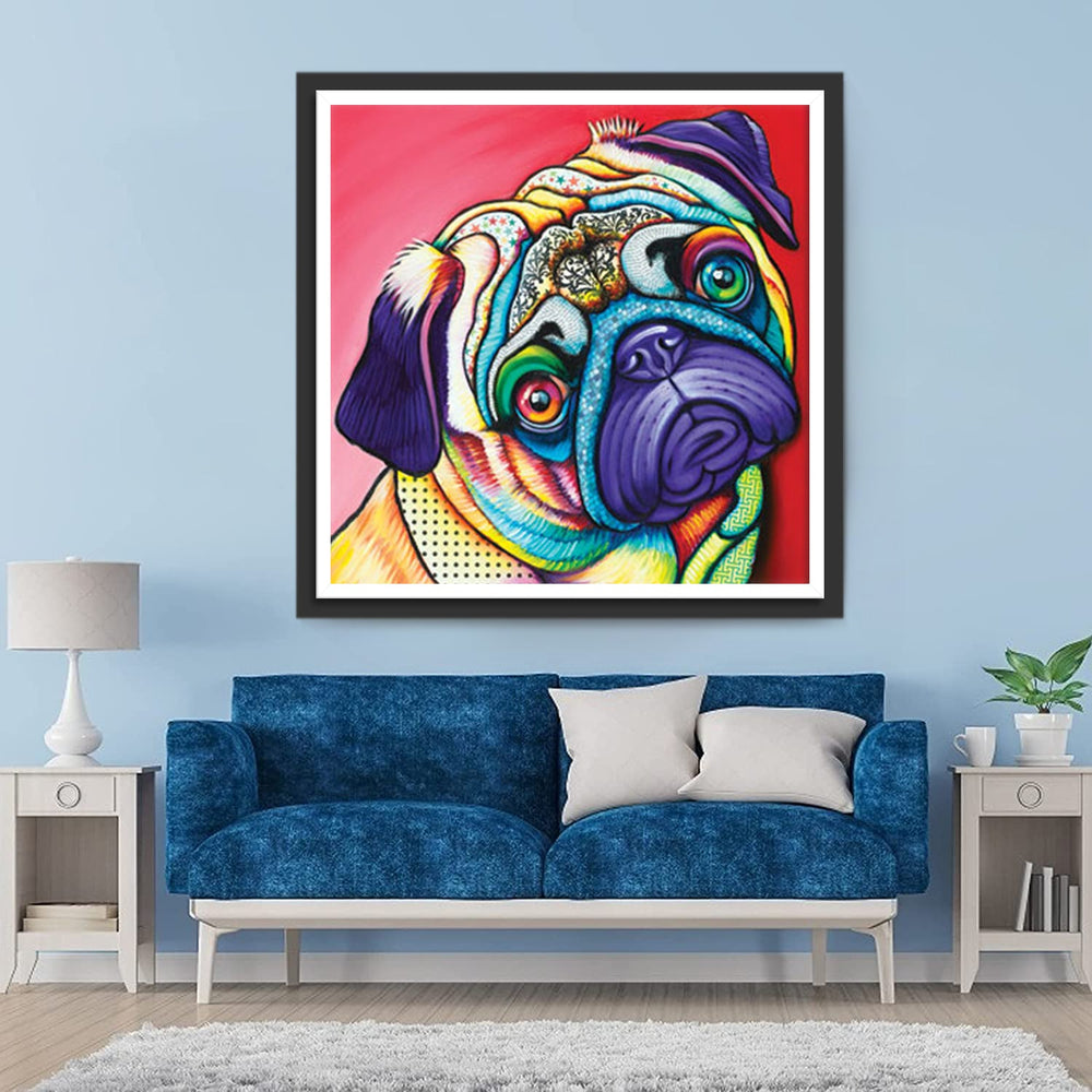 Een Kleurrijke Mopshond Diamond Painting