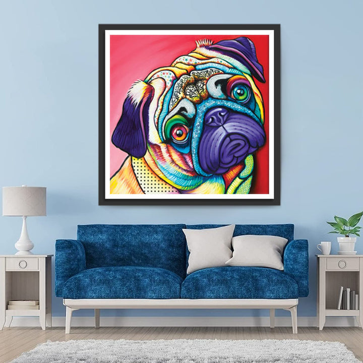 Een Kleurrijke Mopshond Diamond Painting