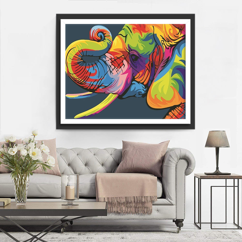 Een Kleurrijke Olifant en Ivoor Diamond Painting