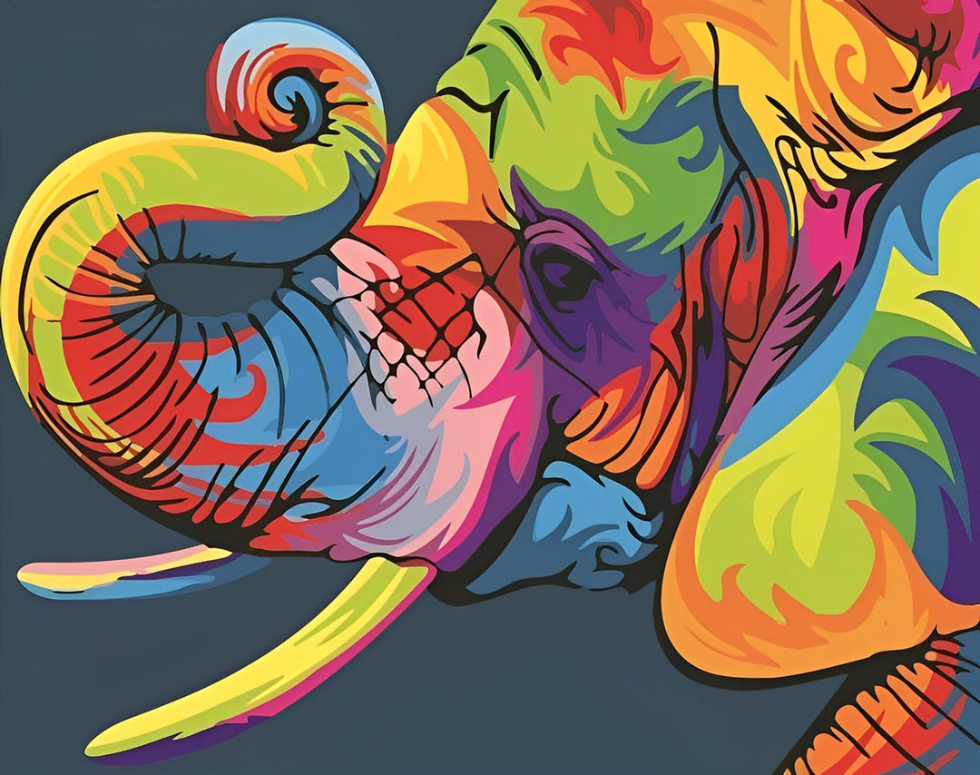 Een Kleurrijke Olifant en Ivoor Diamond Painting