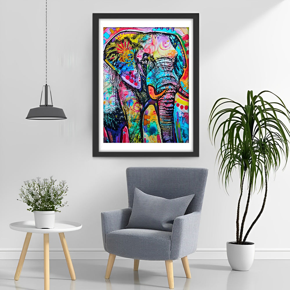 Een Kleurrijke Olifant met Graffiti Diamond Painting