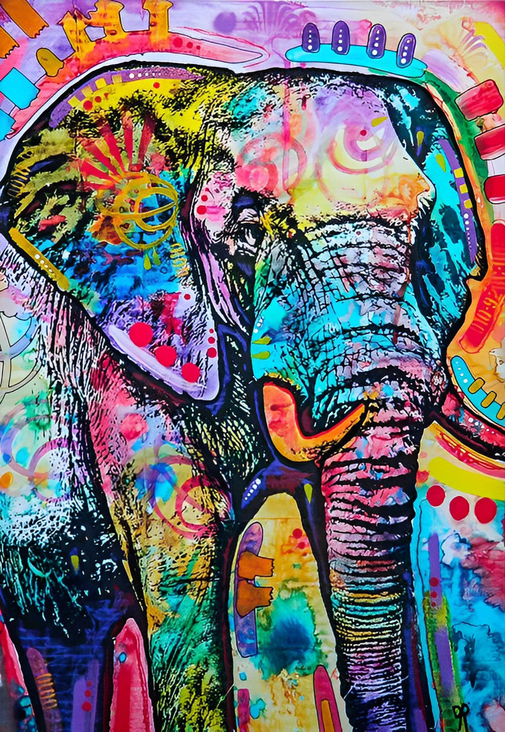 Een Kleurrijke Olifant met Graffiti Diamond Painting