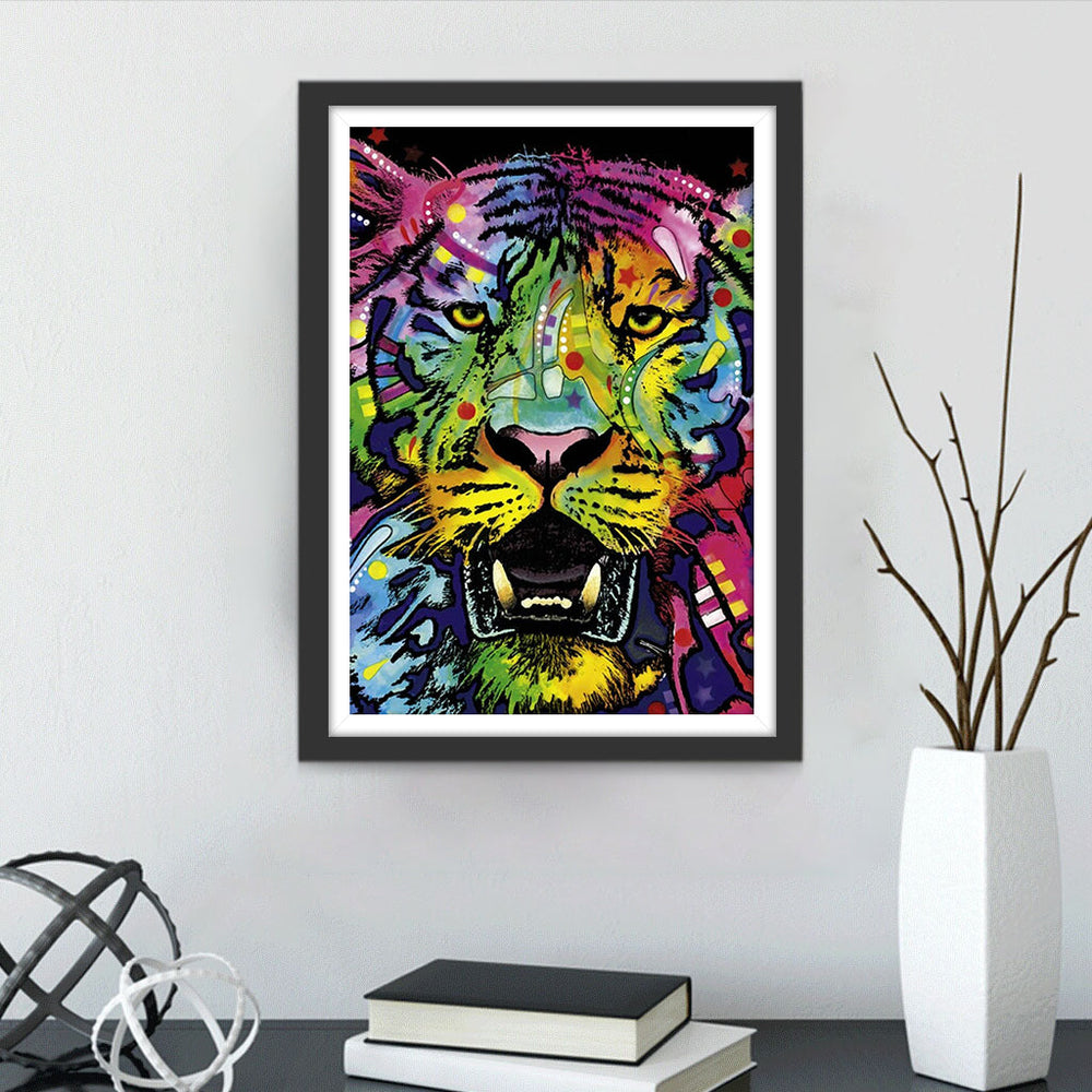 Een Kleurrijke Ttijger Opent zijn Bek Diamond Painting