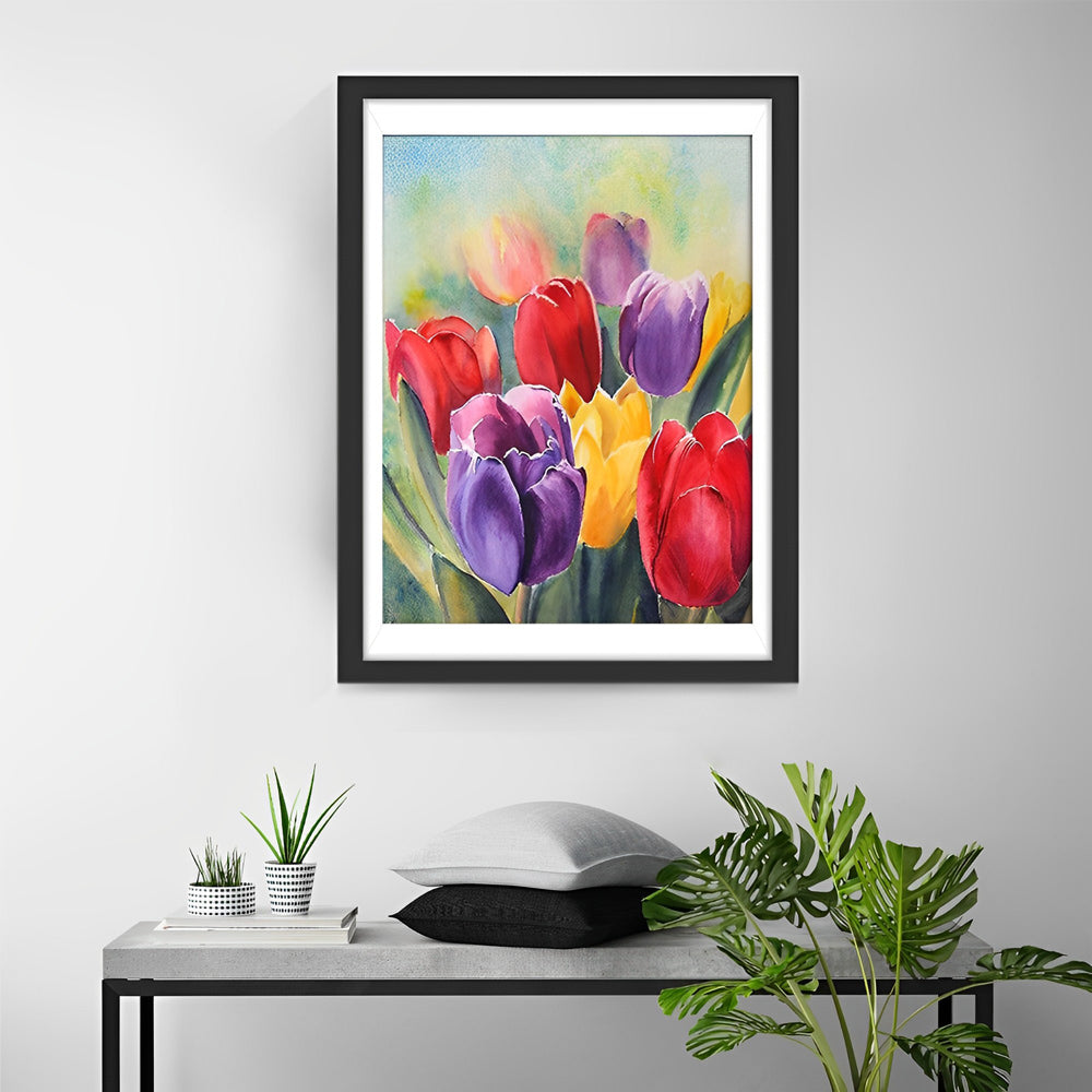 Een Kleurrijke Tulpenveld Diamond Painting