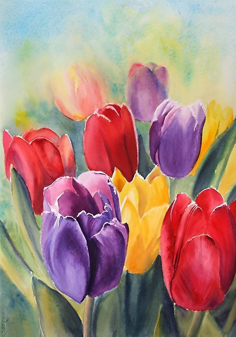 Een Kleurrijke Tulpenveld Diamond Painting