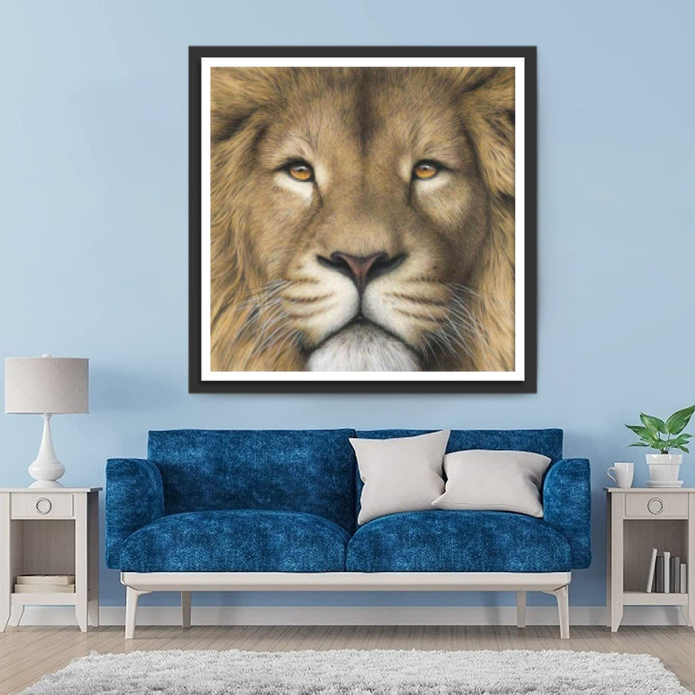 Een Leeuw die Vooruitkijkt en Denkt Diamond Painting