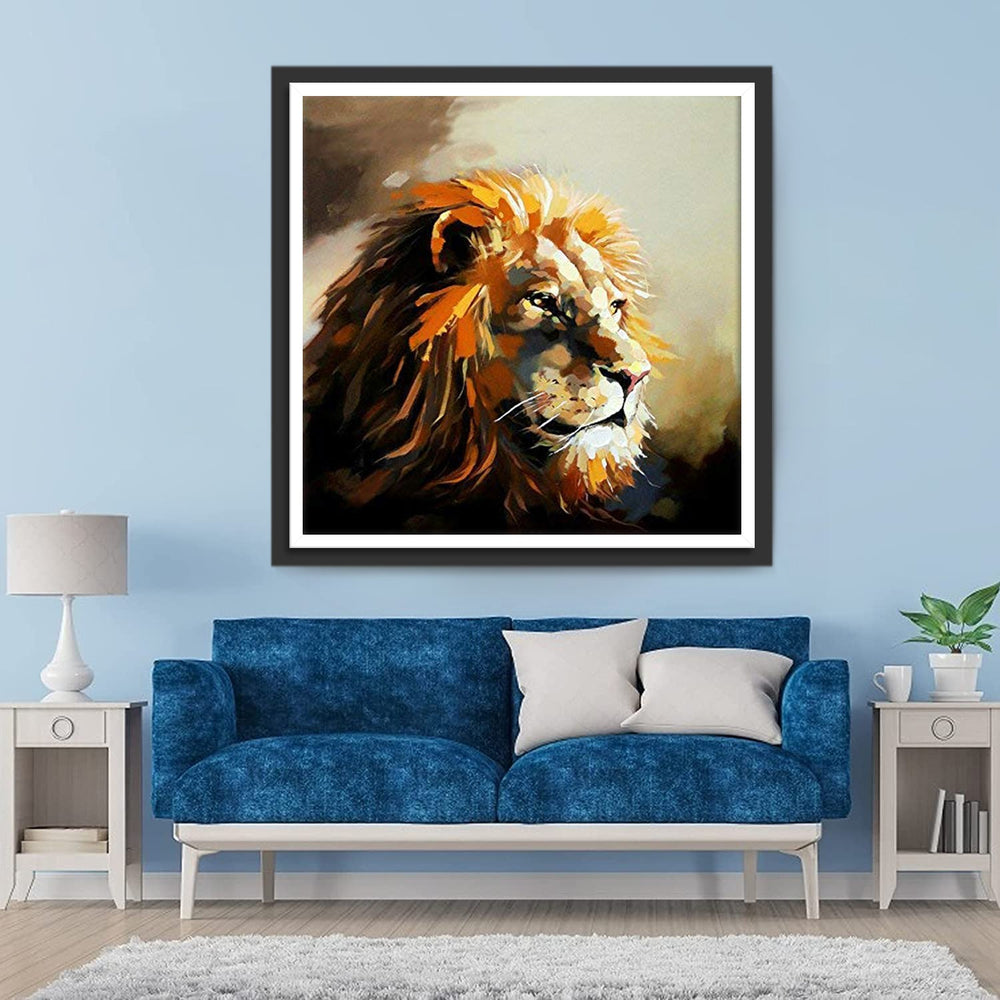 Een Leeuw Kijkt in de Verte Diamond Painting