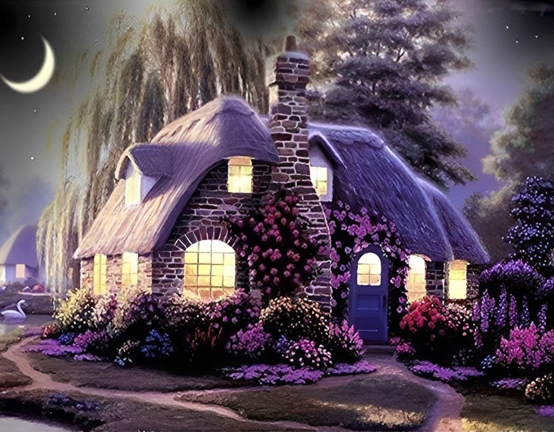 Een Magisch Huisje onder de Maan Diamond Painting