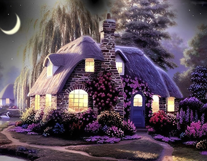 Een Magisch Huisje onder de Maan Diamond Painting