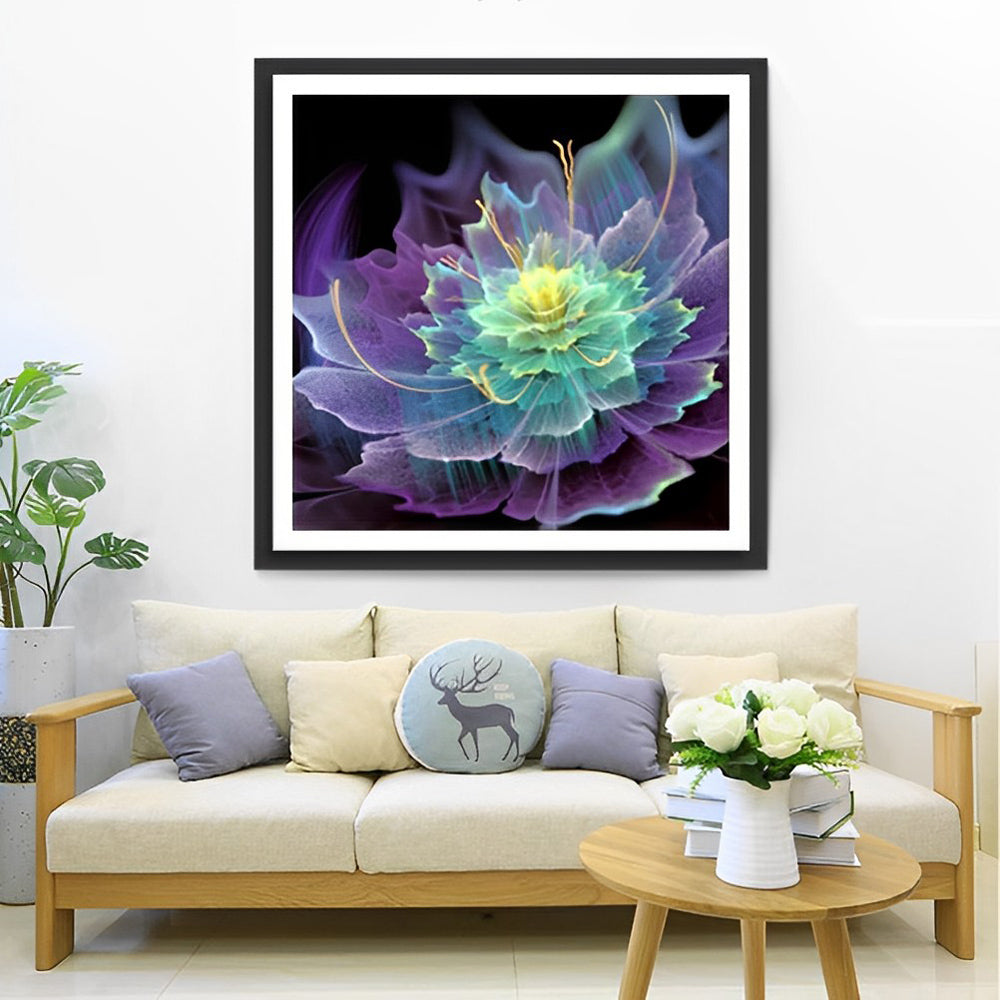 Een Mysterieuze Bloem in Donkere Achtergrond Diamond Painting