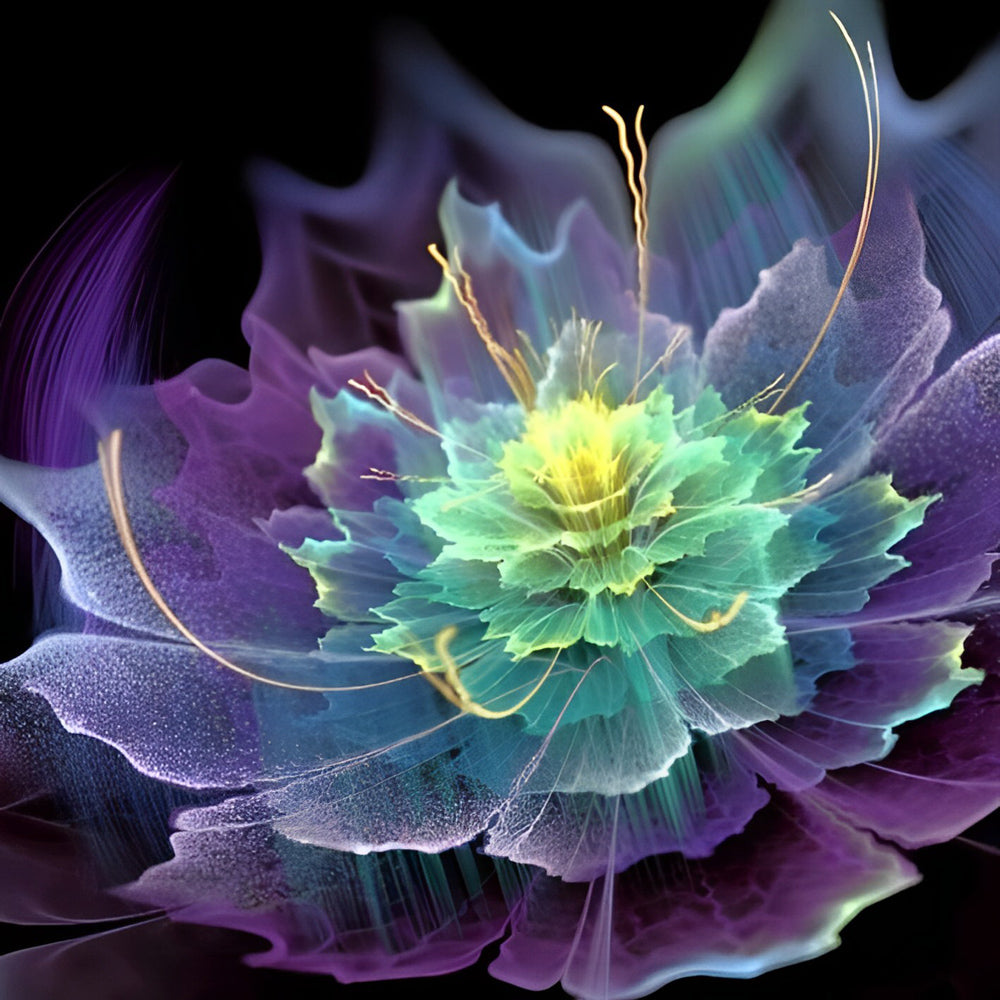 Een Mysterieuze Bloem in Donkere Achtergrond Diamond Painting