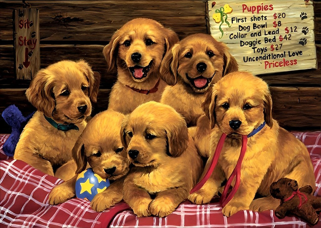 Een Nest Puppy's op de Rode Loper Diamond Painting