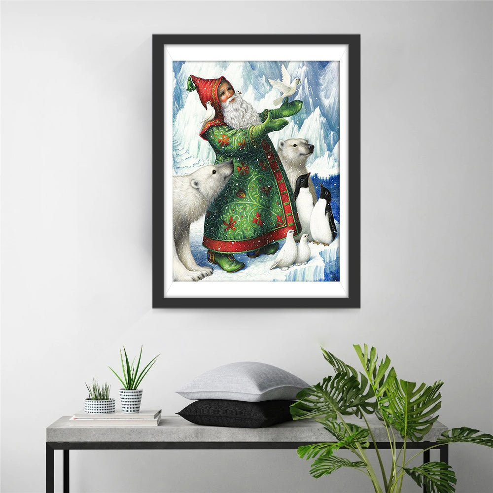 Een Oude Man, Duiven, een Ijsbeer en Pinguïns Diamond Painting