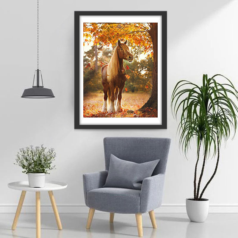 Een Paard onder Een Esdoorn Diamond Painting