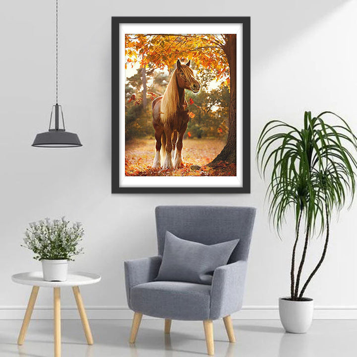 Een Paard onder Een Esdoorn Diamond Painting