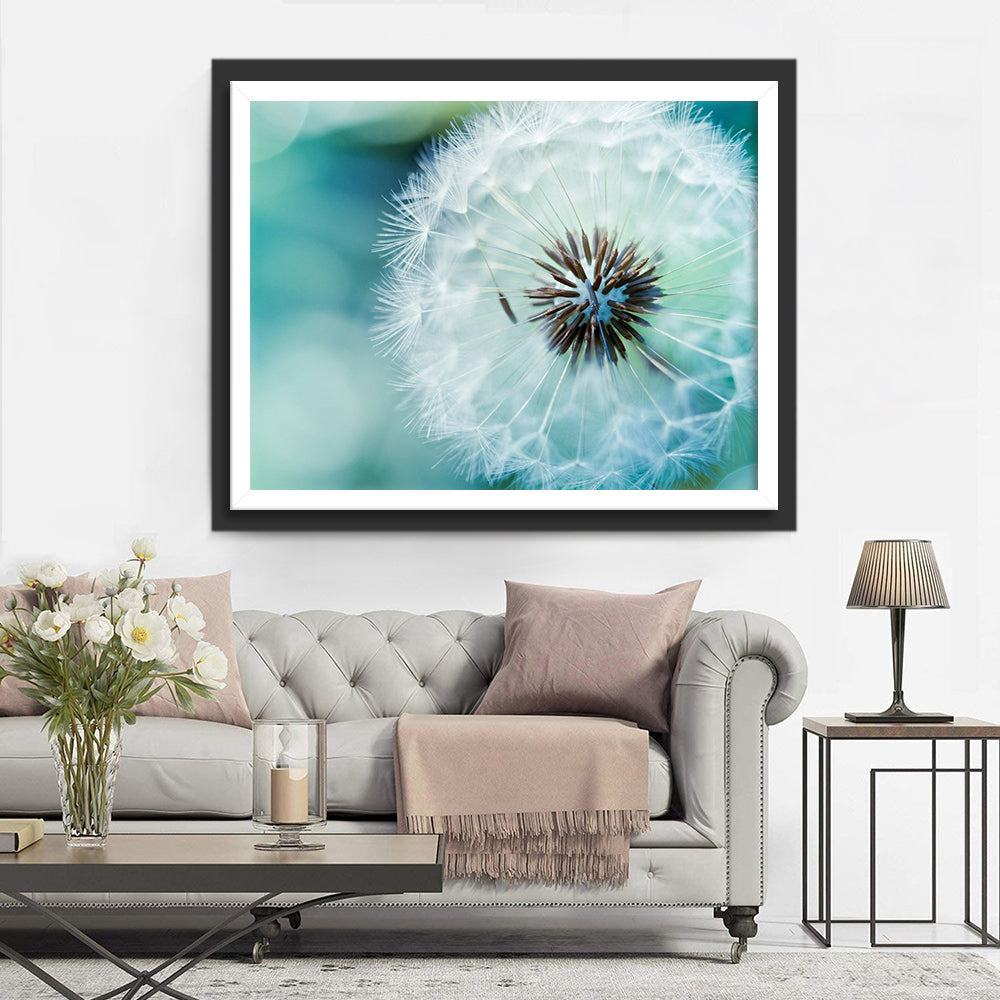 Een Paardenbloem tegen een Blauwe Achtergrond Diamond Painting