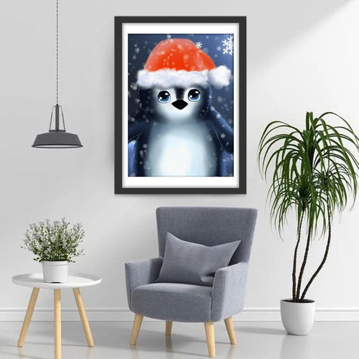 Een Pinguïn met een Rode Hoed Diamond Painting