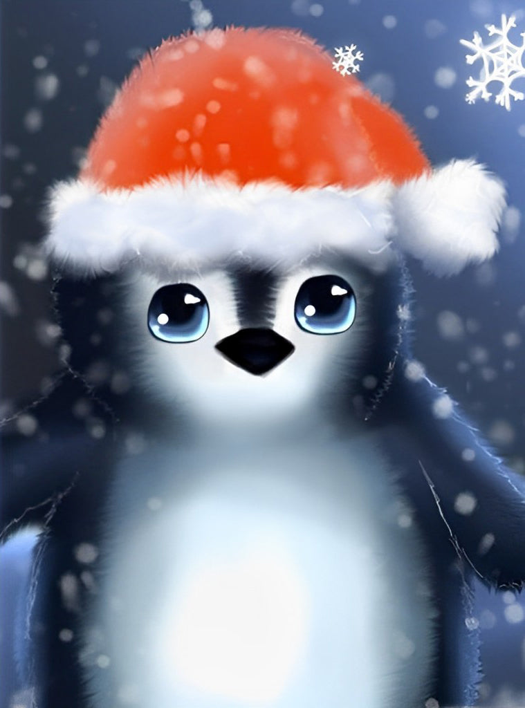 Een Pinguïn met een Rode Hoed Diamond Painting