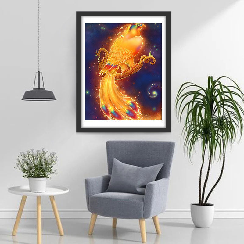 Een Prachtige Feniks op een Tak Diamond Painting