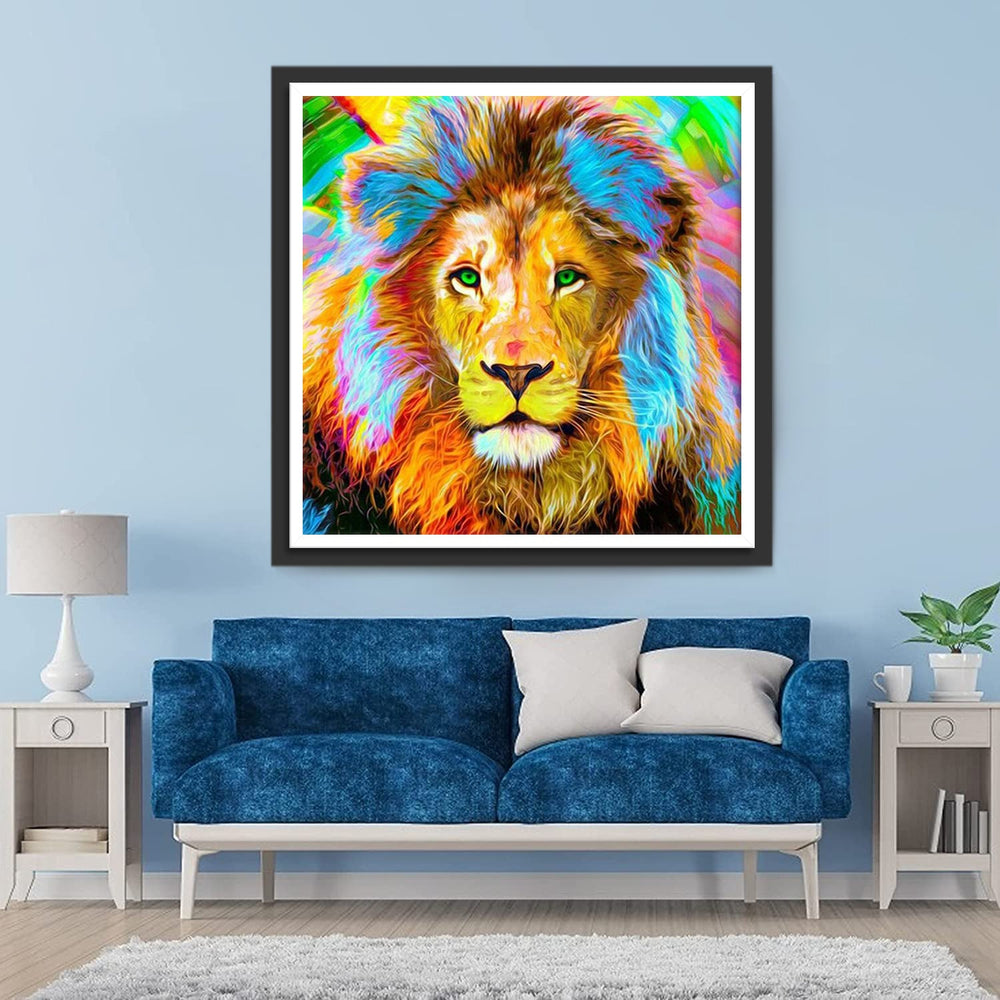 Een Prachtige Kleurrijke Leeuw Diamond Painting