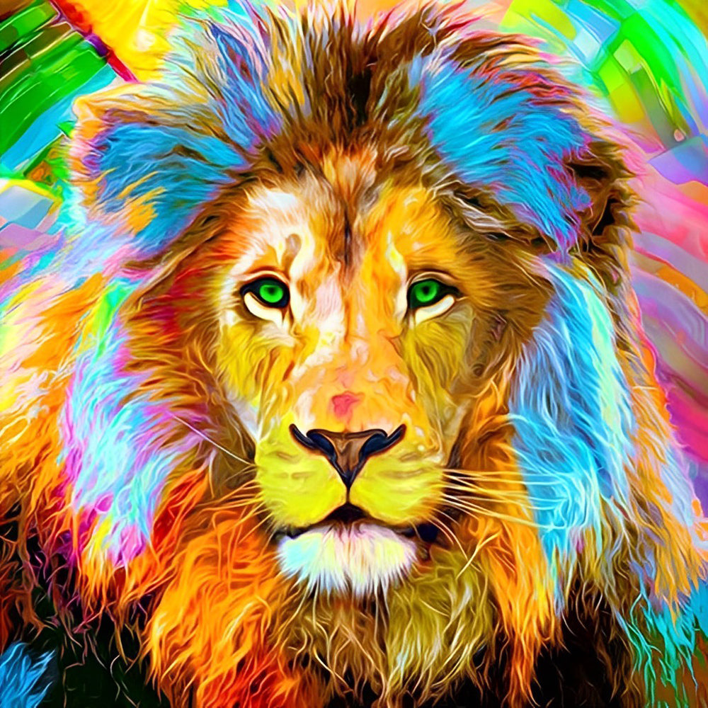 Een Prachtige Kleurrijke Leeuw Diamond Painting