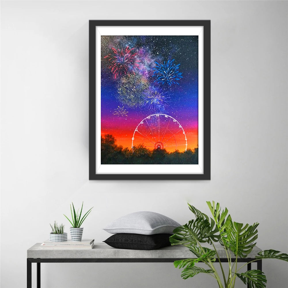 Een Reuzenrad en Vuurwerk Diamond Painting