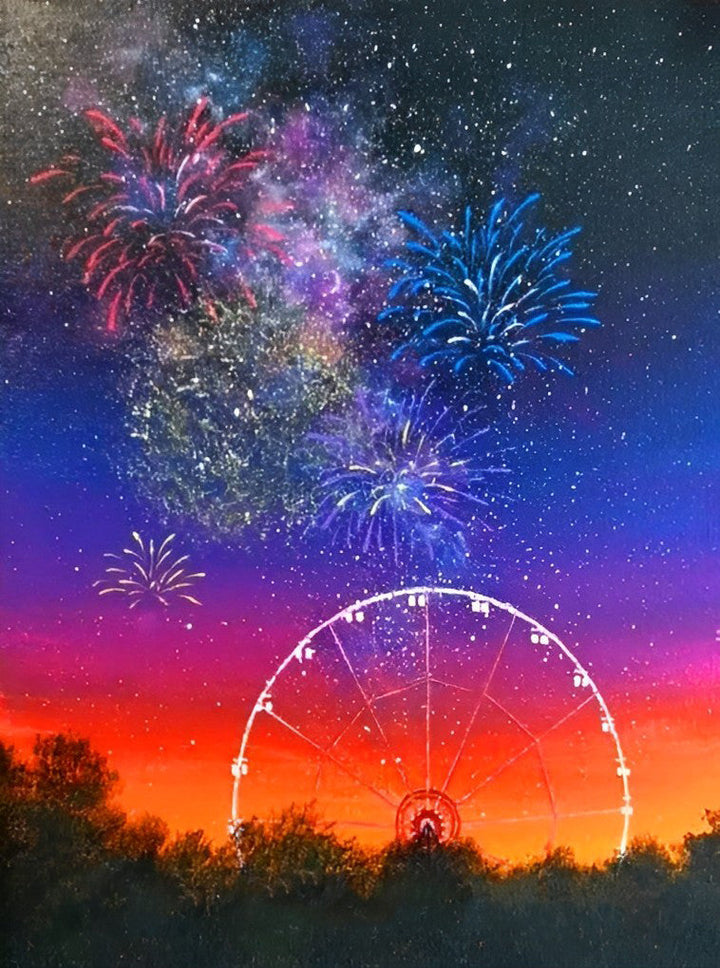 Een Reuzenrad en Vuurwerk Diamond Painting