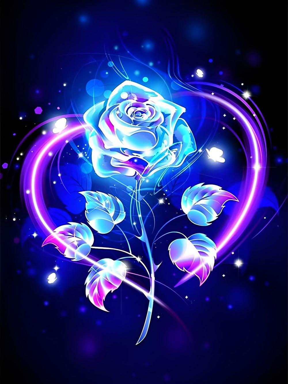 Een Roos die Sterrenstof Vasthoudt Diamond Painting