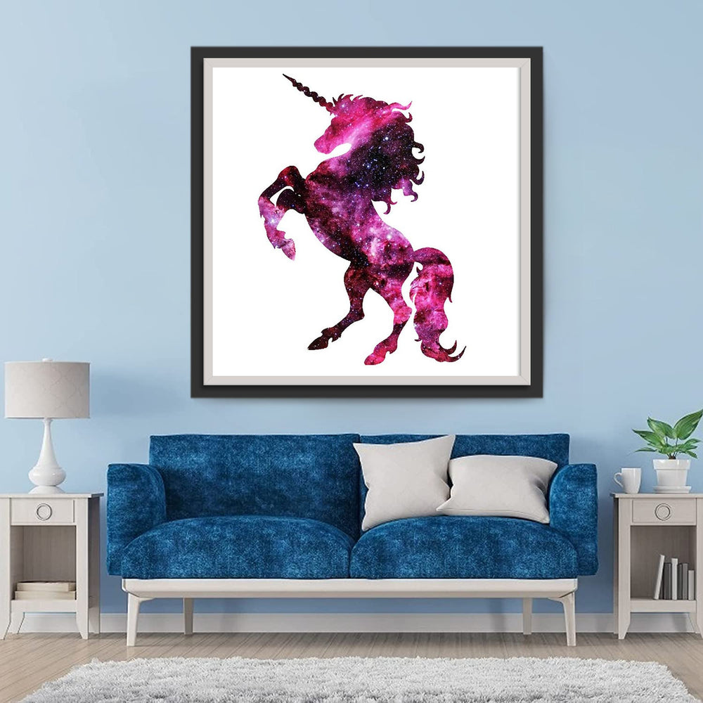 Een Roze en Paarse Eenhoorn Diamond Painting