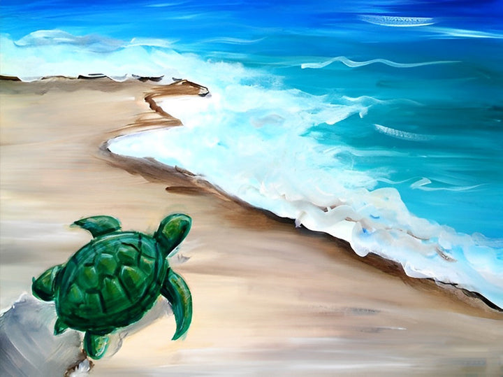 Een Schildpad Kruipt naar de Zee Diamond Painting