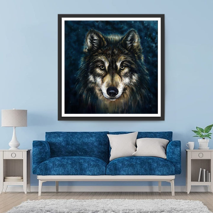 Een Serieuze Zwarte Wolf Diamond Painting