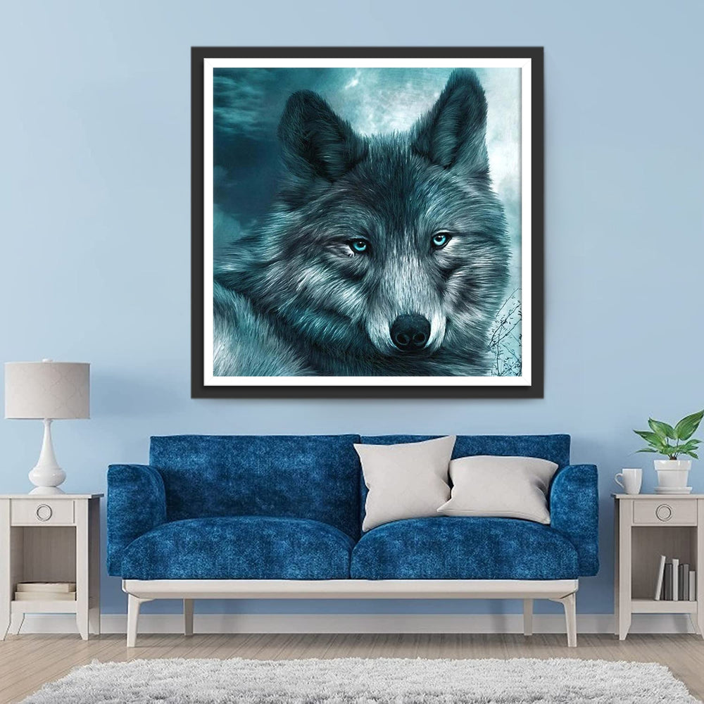 Een Serieuze Zwarte Wolf Diamond Painting
