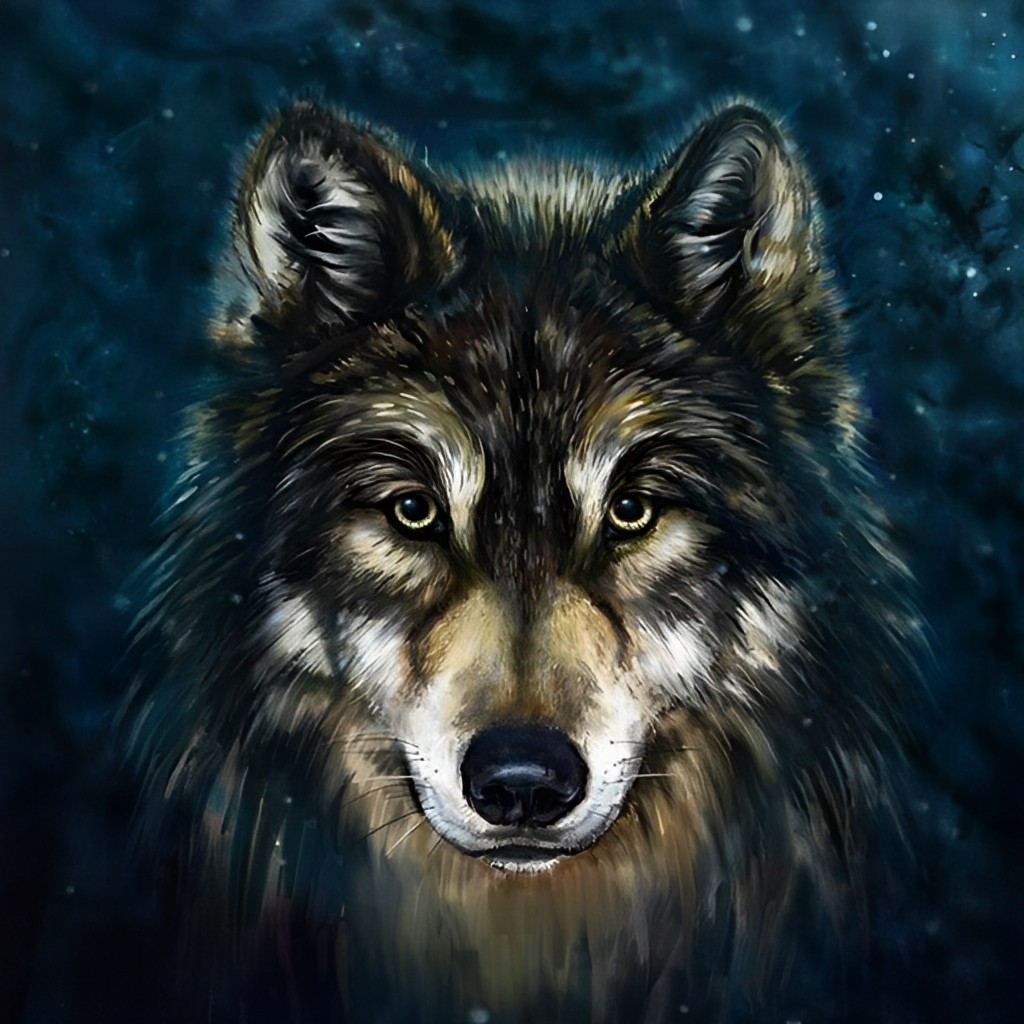 Een Serieuze Zwarte Wolf Diamond Painting