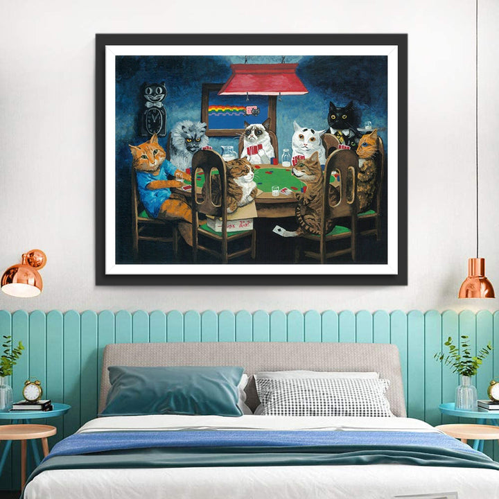 Een Tafel met Pokerkatten Diamond Painting