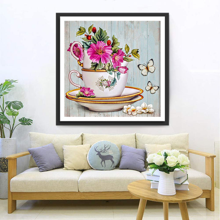 Een Theekopje dat Lente Bevat Diamond Painting
