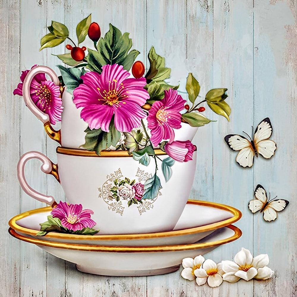 Een Theekopje dat Lente Bevat Diamond Painting