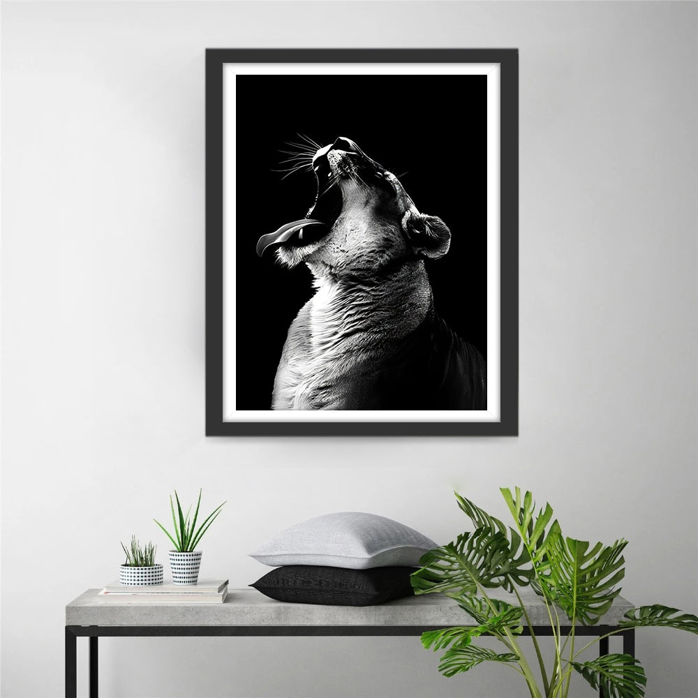 Een Tijger die Boos Brult met zijn Kop omhoog Diamond Painting