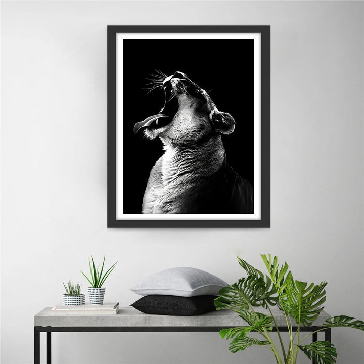 Een Tijger die Boos Brult met zijn Kop omhoog Diamond Painting