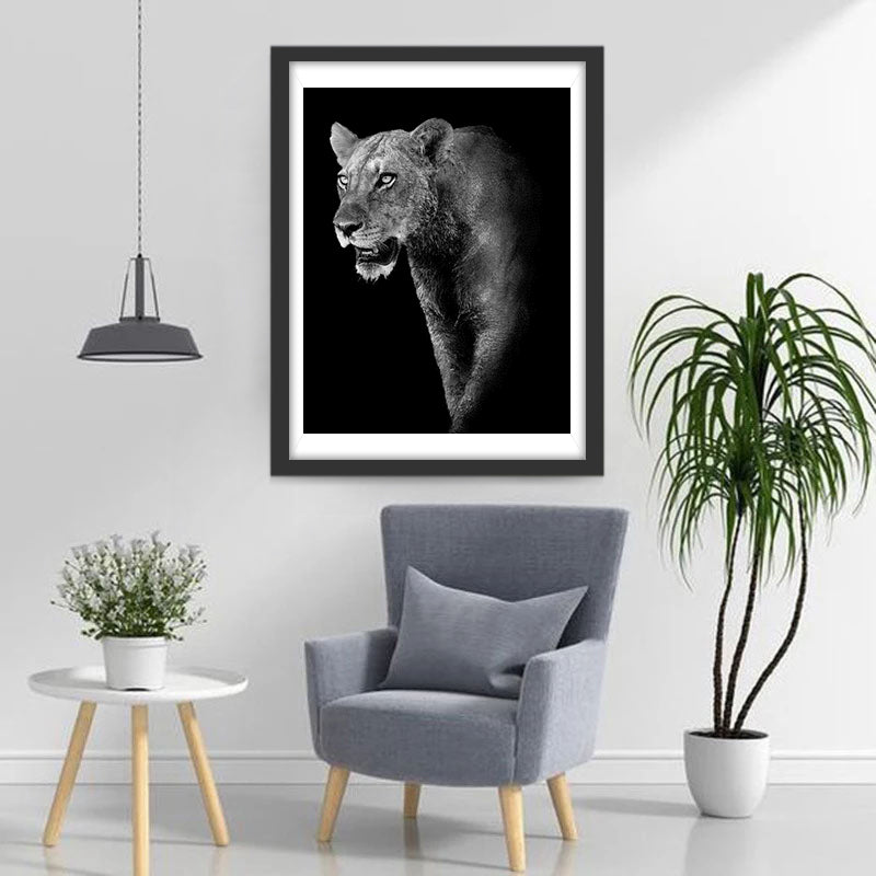 Een Tijger die in het Donker Wacht op zijn Kans Diamond Painting