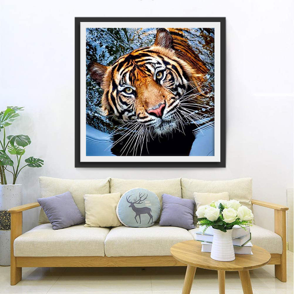 Een Tijger die zijn Kop Opheft Diamond Painting