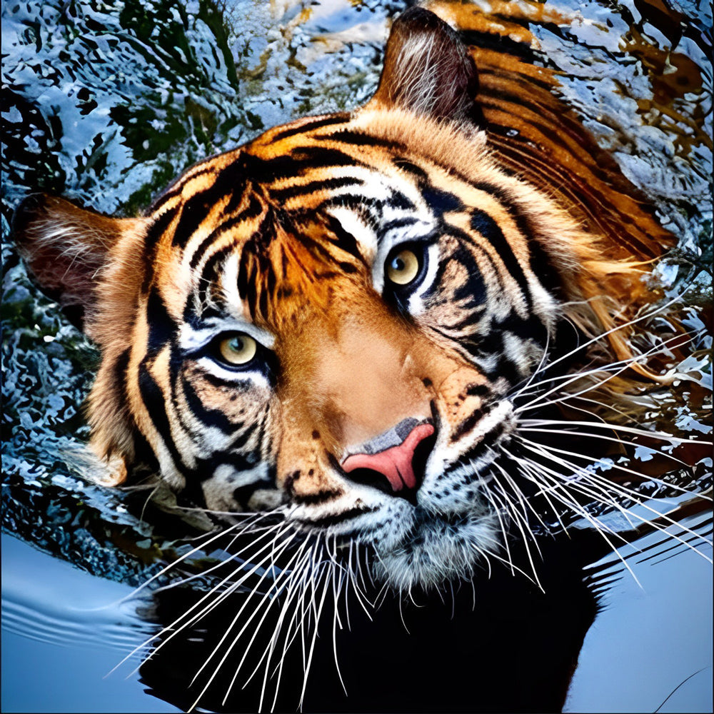Een Tijger die zijn Kop Opheft Diamond Painting