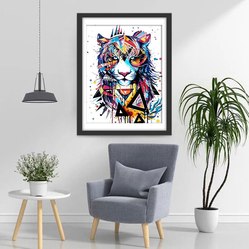 Een Tijger Gemaakt van Geometrische Vormen Diamond Painting