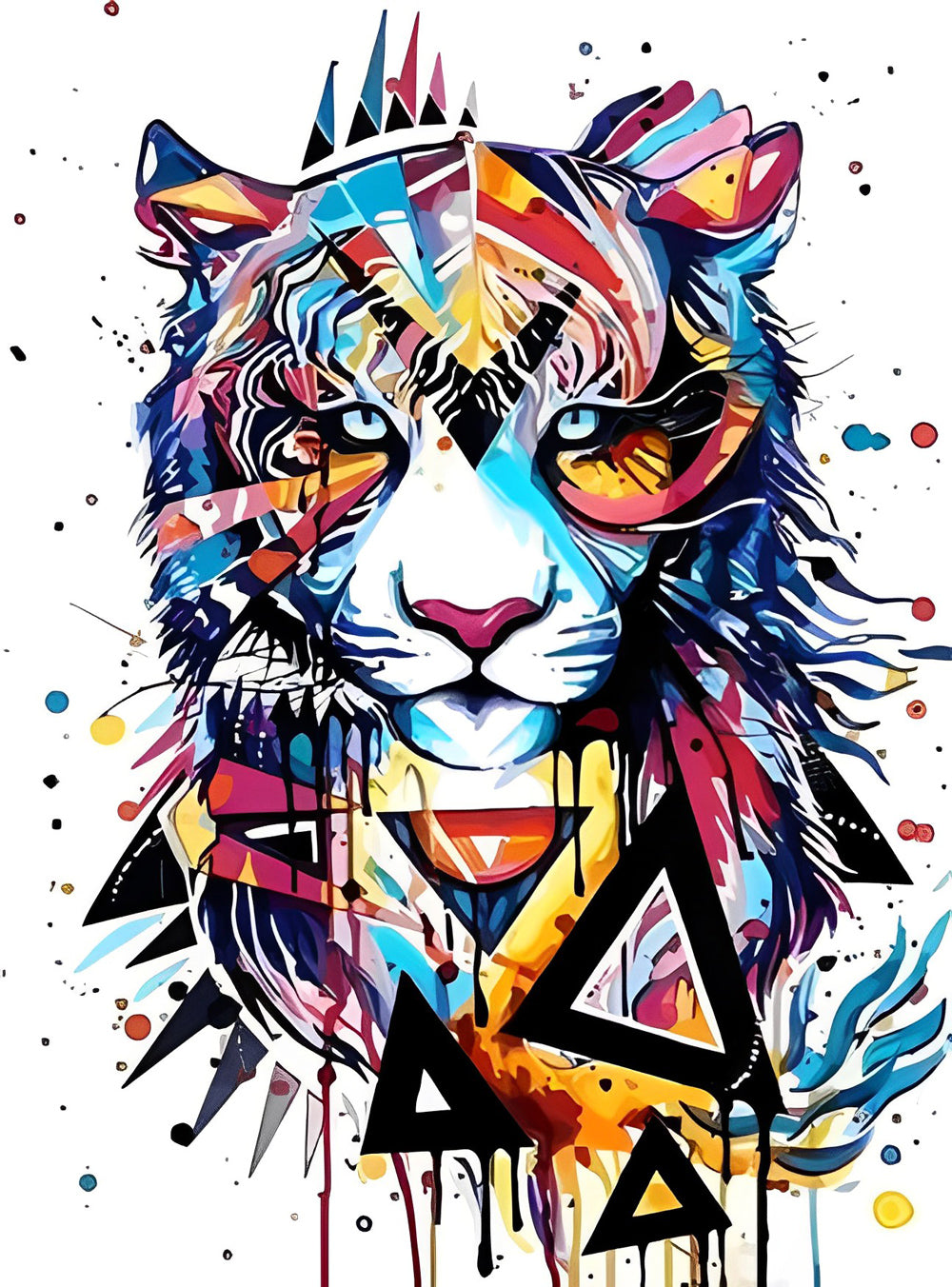 Een Tijger Gemaakt van Geometrische Vormen Diamond Painting